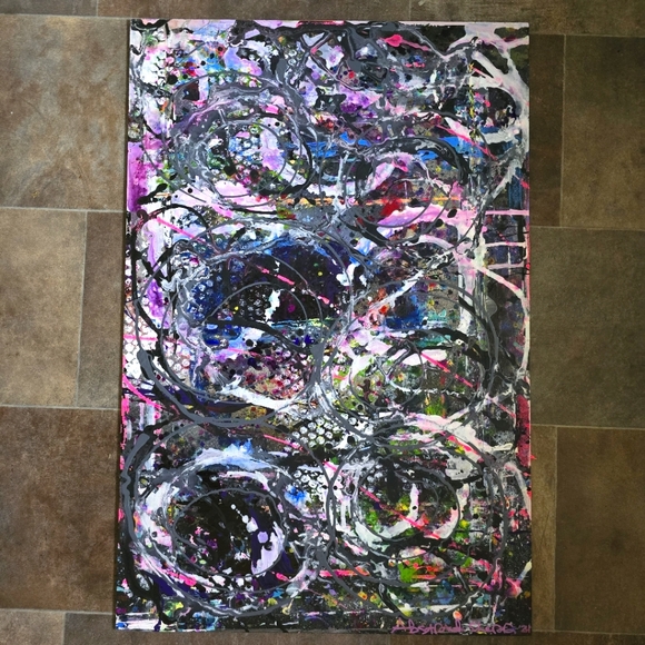 HANDCRAFTED Abstract Painting HANDPAINTED Wall Art Decor HANDMADE Color Artwork - Picture 3 of 17